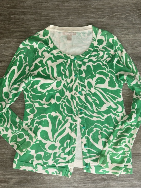 Banana Republic Sweaters - Banana Republic Green and White Floral Cardigan Sweater size M